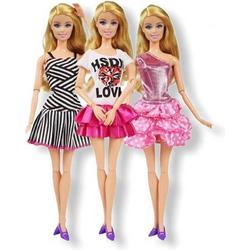 Barbie kleding - 3 Outfits voor poppen - Poppenkleertjes - Geschikt voor o.a Barbie - Setje Femke - Barbie kleertjes - GRATIS verzending